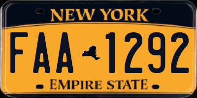 NY license plate FAA1292