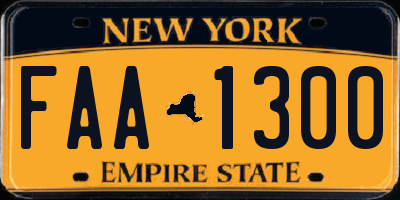 NY license plate FAA1300