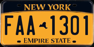 NY license plate FAA1301
