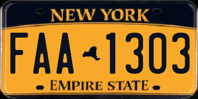 NY license plate FAA1303