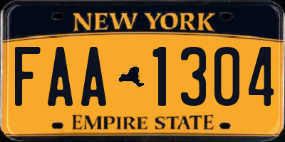 NY license plate FAA1304