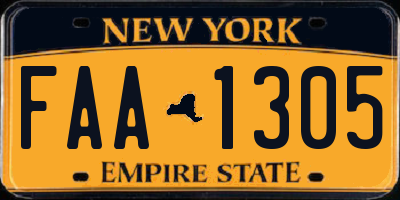 NY license plate FAA1305