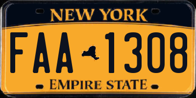 NY license plate FAA1308
