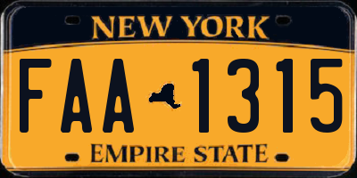 NY license plate FAA1315