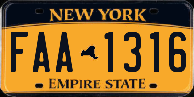 NY license plate FAA1316