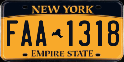 NY license plate FAA1318