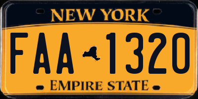 NY license plate FAA1320