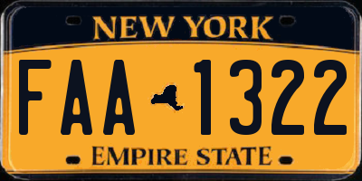 NY license plate FAA1322