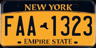 NY license plate FAA1323