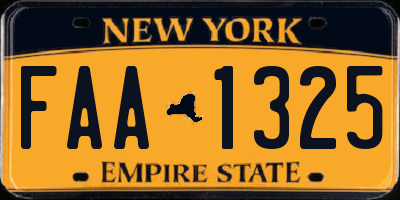 NY license plate FAA1325