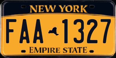 NY license plate FAA1327