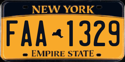 NY license plate FAA1329