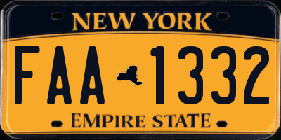 NY license plate FAA1332