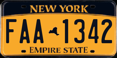 NY license plate FAA1342