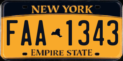 NY license plate FAA1343