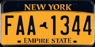 NY license plate FAA1344