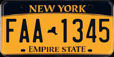 NY license plate FAA1345