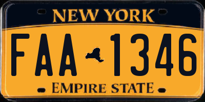 NY license plate FAA1346