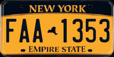 NY license plate FAA1353