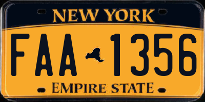 NY license plate FAA1356