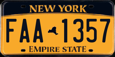 NY license plate FAA1357