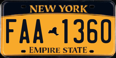 NY license plate FAA1360