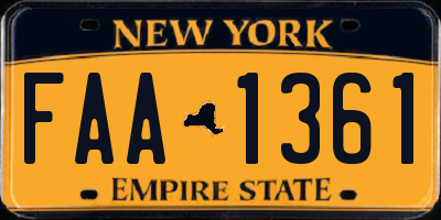 NY license plate FAA1361