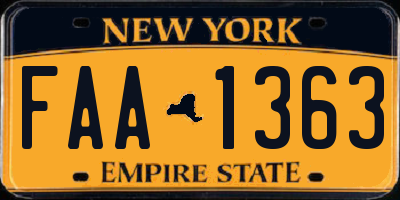 NY license plate FAA1363