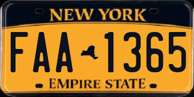 NY license plate FAA1365