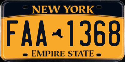 NY license plate FAA1368