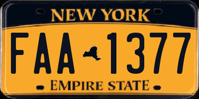 NY license plate FAA1377