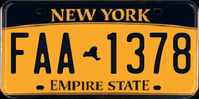 NY license plate FAA1378