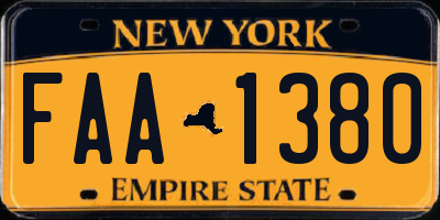 NY license plate FAA1380