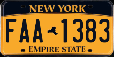 NY license plate FAA1383