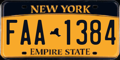 NY license plate FAA1384