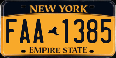 NY license plate FAA1385