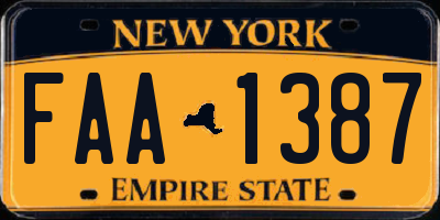 NY license plate FAA1387