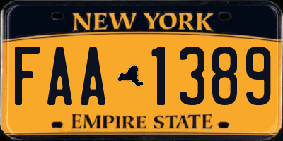 NY license plate FAA1389