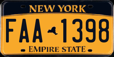 NY license plate FAA1398