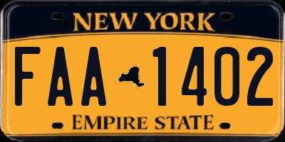 NY license plate FAA1402