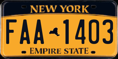 NY license plate FAA1403