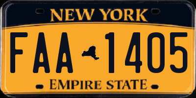 NY license plate FAA1405