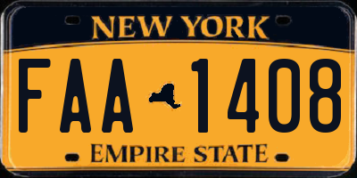 NY license plate FAA1408
