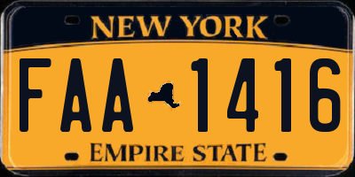 NY license plate FAA1416