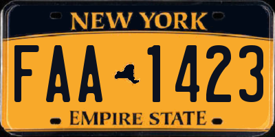 NY license plate FAA1423