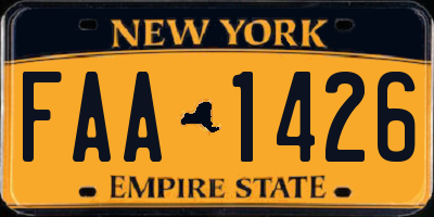 NY license plate FAA1426