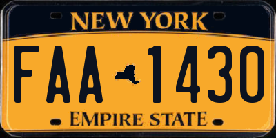 NY license plate FAA1430