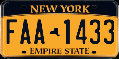 NY license plate FAA1433
