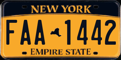 NY license plate FAA1442