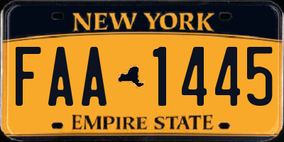 NY license plate FAA1445